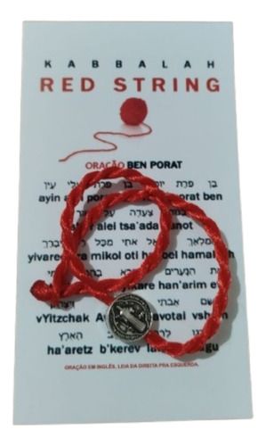 Pulseira Kaballah Trançada Com Medalha De São Bento Proteção