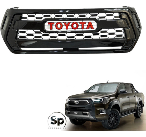 Parrilla Frontal Toyota Hilux Revo Rocco Abs Negro 2016/2020