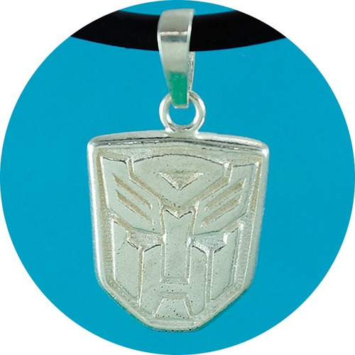 Dije Transformers Cara Plata Ley .925 Incluye Collar Caucho