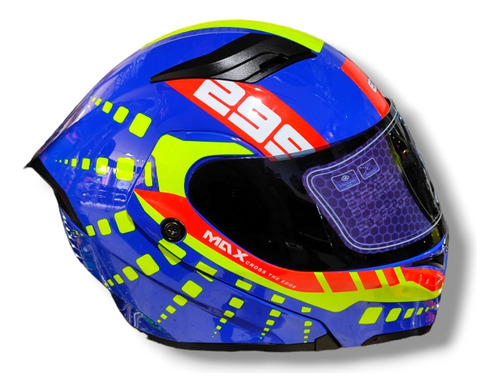 Casco Edge Max Cross Azul Con Verde Integral Talla L