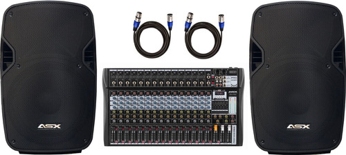 Kit Som Igreja Bar Caixa Ativa 12 Asx S1200 + Mesa 16 + Cabo