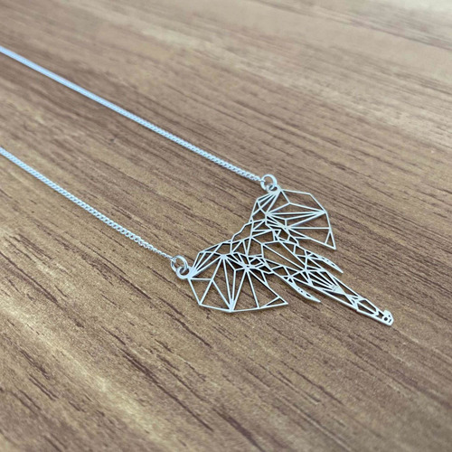Imagen 5 de 10 de Collar Dije Elefante De Plata Ley 925 Origami Mujer Agálea