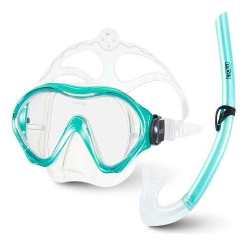 Óculos Máscara Mergulho C/ Snorkel Kit Mergulho Infantil Cor Verde Acqua