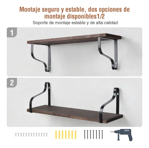 3 Repisas Repisa Flotante Madera 50x15cm Muebles Con Soporte Color Negro intenso