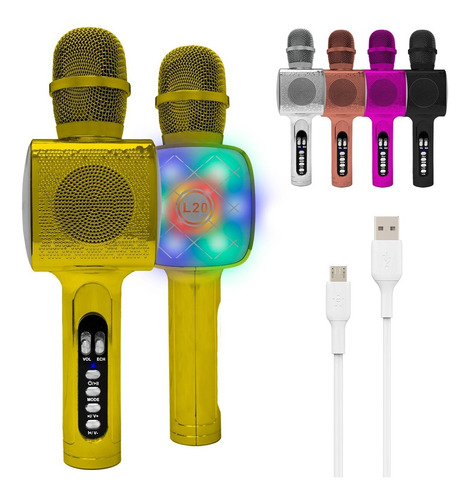 Microfono Karaoke Bluetooth Inalambrico Parlante Efectos Rgb