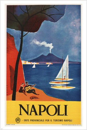 Póster Vintage  De Nápoles, Italia 1960: Hermosa Costa 36x24