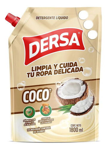 Detergente Liquido Dersa 1800 Ml Coco