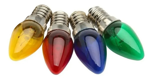 16 Lâmpadas Mini Vela C7 7w 220v Rosca E12 Am, Az, Vd, Vm