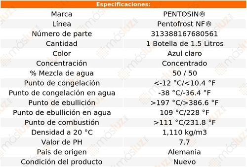 1.5 Lts Refrigerante Azul Claro Pentosin C320 V6 3.2l 01/05