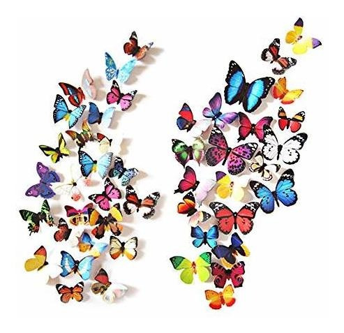 80 Piezas Mariposa Pegatinas De Pared 3d Decoración Adhesivo