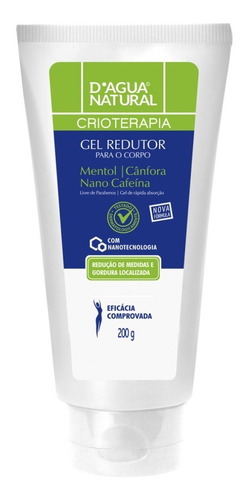 Gel Redutor Corpo Crioterapia C/ Cafeína 200g D'agua Natural