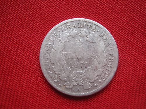 Francia 2 Francos 1871 Plata Ceres 