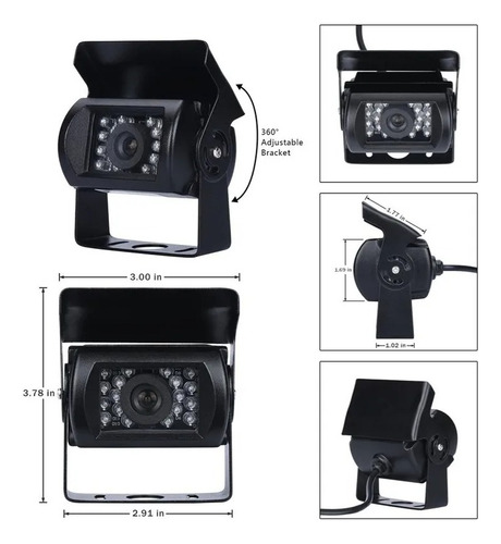 Hd Bus Camara Retroceso Auto Visión Nocturna Ip66 24v