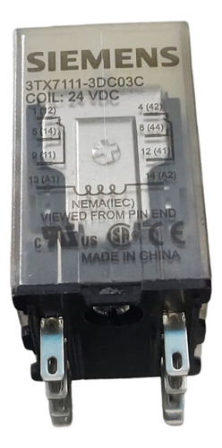Siemens 3tx7111-3dc03c Plug-in Relay, Dpdt, 12a, 24vdc