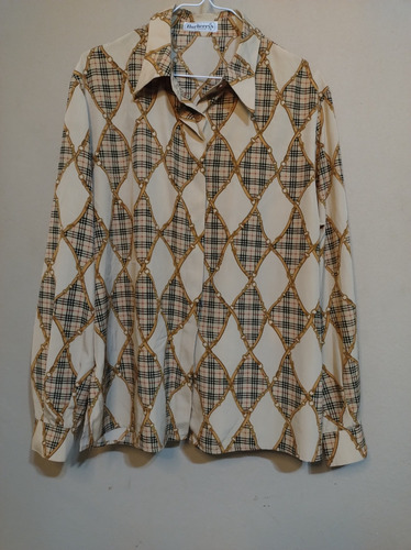 Camisa Vintage Mangas Largas Estampado Cuadros Burberry