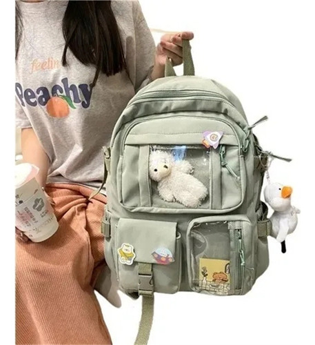 Mochila Escolar De Viaje Kawaii Girl Con Adornos