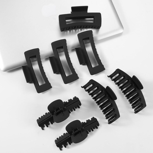 Triko Set De 8 Pinzas Para El Cabello Para Mujer De 4.3 Color Negro