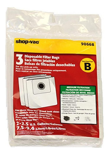 Shop Vac Corporation 9066800 - Bolsas De Papel  Tipo B  3 Un