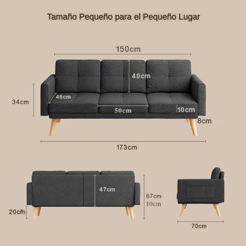 Porik Sofá Cama Sillón De 3 Plazas Con 3 Cómodas Almohadas