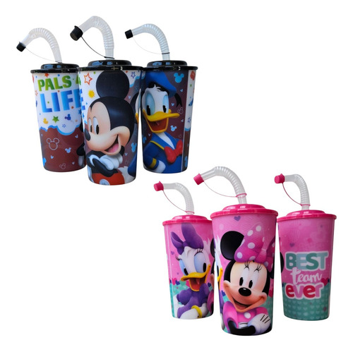 Fiesta Mickey Mouse Minnie Mouse 20 Vaso Tapa Popote Dulcero