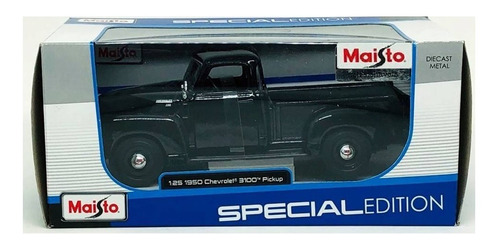 Miniatura Veiculo Maisto Pickup 1950 Chevrolet 3100 Preta Cor Preto