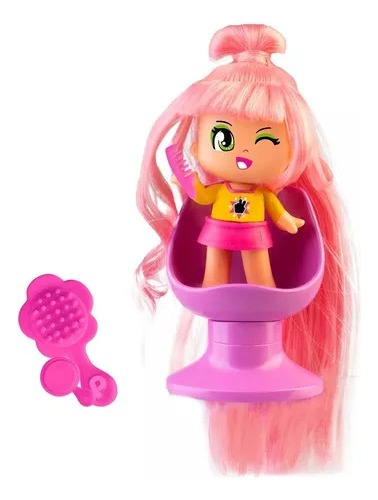 Imagen 1 de 5 de Pinypon Super Pelo Largo Rosa Real Long Hair Playking