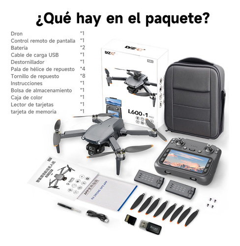 Mini Drone Profesional Gps Controlador Avanzado Pantalla L6001, SJRC 8k L600-1PRO MAX L600-1PRO 2
