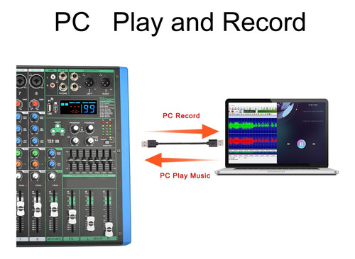 Console De Mixam Estéreo 8 Canais, Usb, Pc, Reprodução,