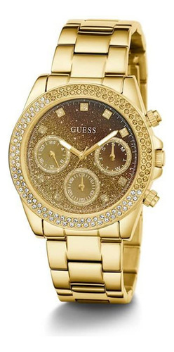 Reloj Guess Para Mujer, Caja Dorada De 38 Mm, Esfera Champán