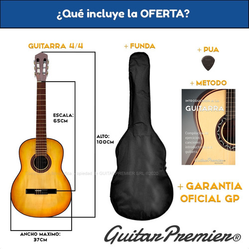 Imagen 2 de 10 de Guitarra Criolla Clasica Calidad Superior Funda Pua Manual