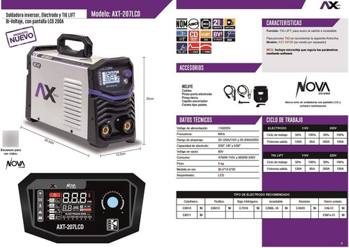 Soldador Inversor + Careta Electrón 200a Axt-207 110/220 V