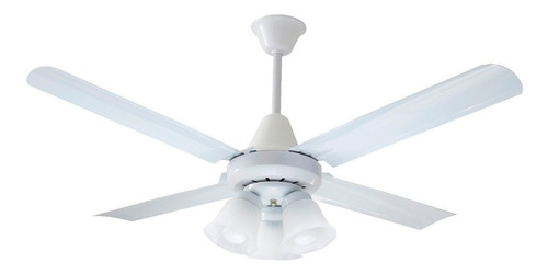 Ventilador de techo Lumer 605 blanco con 4 palas de  metal, 120 cm de diámetro 220 V