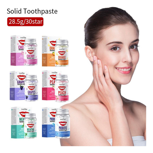 30 Tabletas/botella De Pasta De Dientes Sólida Cherry Blosso