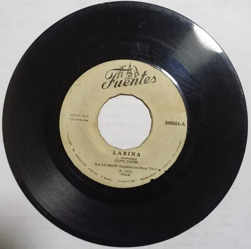 Disco 45 Rpm Grupo Entebe / Galileo Y Su Banda / Larina (Usado)
