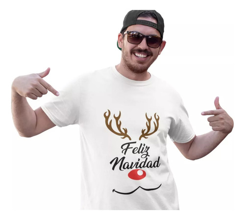 Playera Navideña Reno Feliz Navidad Regalo Hombre M6