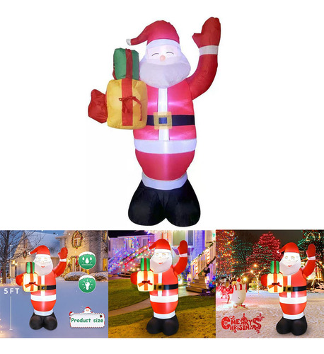 Papai Noel Inflável De Led Gigante De 150 Cm