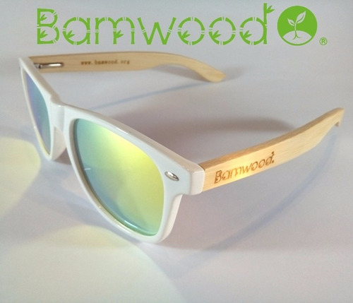 Lentes De Madera Bamwood - Rock Blanco Amarillo