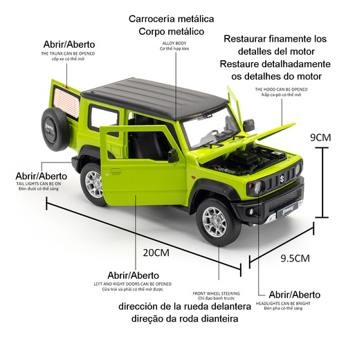 Suzuki Jimny 1/18 Miniatura Metal Coche Con Luces Y Sonido