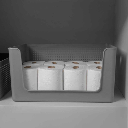 Cesto Organizador Flow Com Abertura Frontal Chumbo 16l