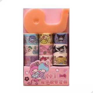 9 Fitas Adesivas Decoradas Fofa Washi Tape Turma Hello Kitty