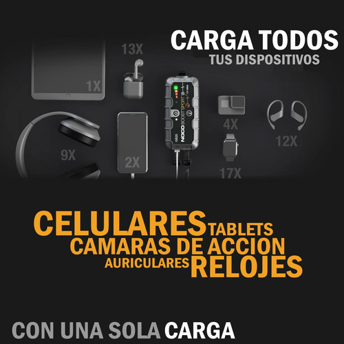 Imagen 4 de 10 de Arrancador Portatil Auto Power Bank Cargador Usb Noco 500a