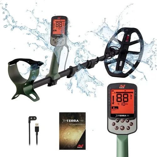 Detector De Metal X-terra Pro Minelab totalmente à prova d'água 5 metros, bateria recarregável, 4 frequências e 6 modos de busca
