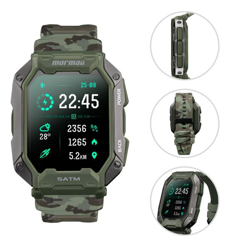 Relógio Smartwatch Mormaii Force Verde - Moforceaa/8p Desenho da pulseira Mesh