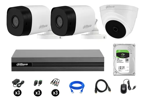 comprar Cámaras Seguridad Dahua Kit 3 Hd 720p + Disco 1tb Hdmi