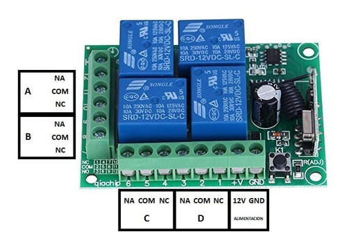 Imagen 9 de 10 de Kit Control Remoto + Rf 4 Canales Rele Domotica Cantonera