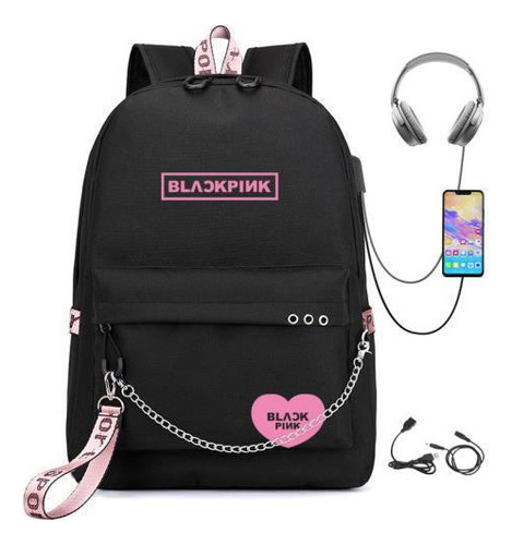 Mochila Grupal Negra Rosa Para Mujeres De Corea Del Sur Para