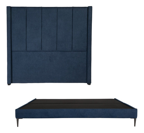 Cabecera + Base Cama Slim King Size Dicasa Nizza Azul