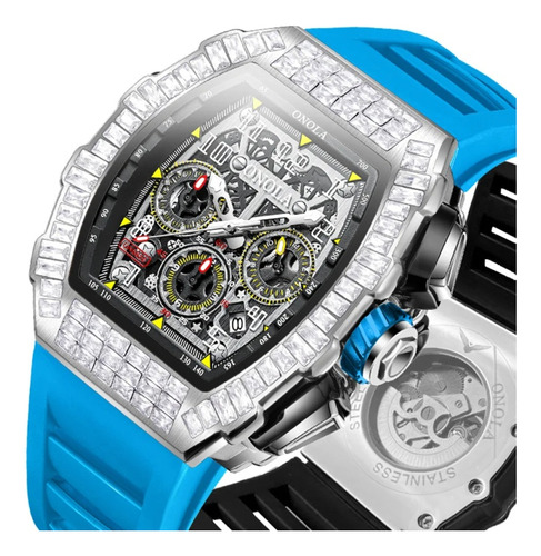Relógios mecânicos automáticos Onola Diamond, cor de pulseira azul