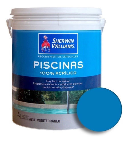 Pintura Para Piletas Piscinas Al Agua 4 Lts Azul Sherwin 