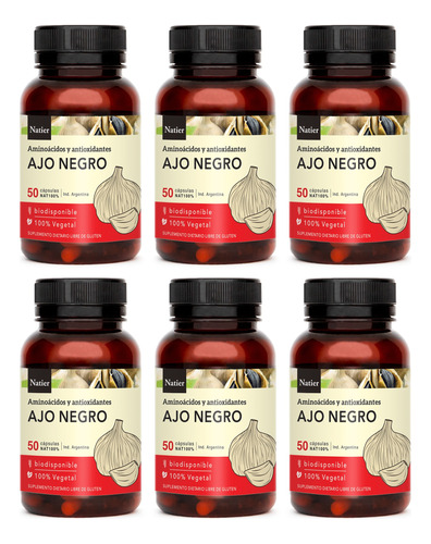 Natier Kit X6 Suplemento Ajo Negro Vegano Antioxidante X 50c